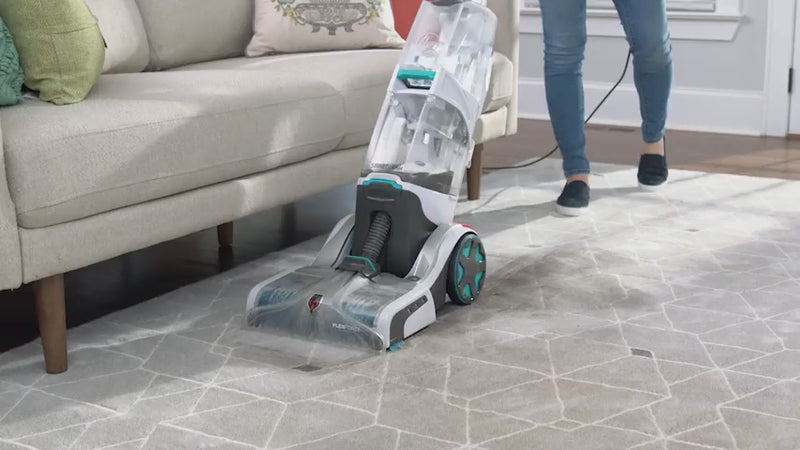 Hoover Smartwash automatic carpet cleaner is being used showcasing an easy deep clean experience.